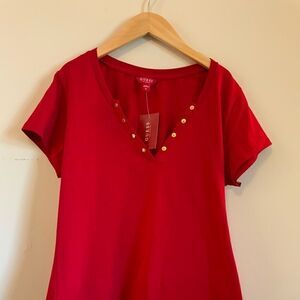 Guess XL Red top with gold accents. Runs small